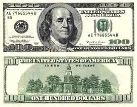დოლარის ბანკნოტები - 100 დოლარი დოლარის ბანკნოტები - 100 დოლარი