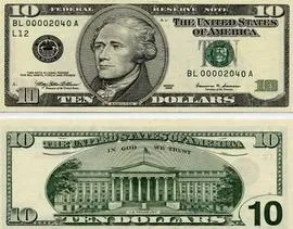 დოლარის ბანკნოტები - 10 დოლარი დოლარის ბანკნოტები - 10 დოლარი