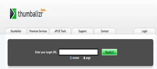 საიტზე სურათის (სქრინშოტის) გადაღება - Thumbalizr