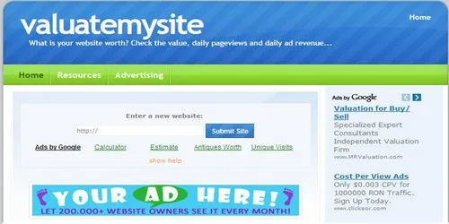 საიტის ღირებულების დადგენა საიტის ღირებულების დადგენა